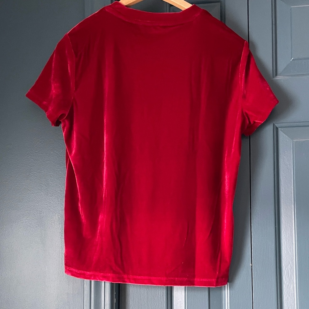 Madewell Velvet Relaxed Tee in Ruby - Picture 5 of 6